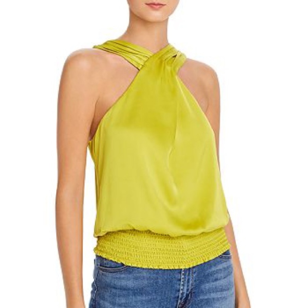 Ramy Brook Carlene Cross Front top in chartreuse